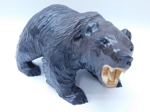 ★田0485 木彫 熊 くま クマ 木彫りの熊 北海道 アイヌ 民芸 吠え熊 置物