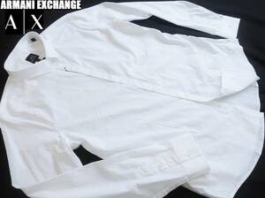  новый товар * Armani * тень Logo принт белый сорочка * стрейч тонкий рубашка с длинным рукавом белый & белый XL*A/X ARMANI*508