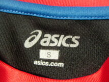 ssy4894 asics 半袖 ドライTシャツ ブラック×レッド ■ 配色 切り替え ■ プリント クルーネック スポーツ Sサイズ アシックス_画像9