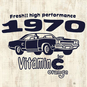 ■ VITAMIN C ORANGE Tシャツ■Mサイズ（ホワイトxネイビー）ROADRUNNER PLYMOUTH MOPAR モパ－　ロ－ドランナ－