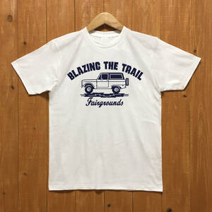 ■ BLAZING THE TRAIL Tシャツ■Mサイズ（ホワイトxネイビー）アメリカ　アメ車　フォード ブロンコ　ア－リ－ブロンコ　FORD　BRONCO