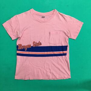 送料込 米国製 champion トリコタグ 80's 後期 ポケット付ききTシャツ Mサイズ ピンク made in usa USED チャンピオン アメカジ ビンテージ