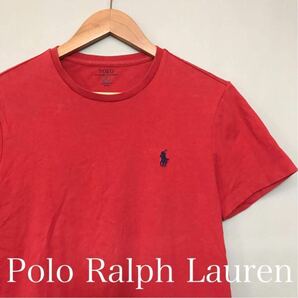 ポロラルフローレン Polo Ralph Lauren 半袖 Tシャツ カスタムフィット 綿100% ラウンドネック シンプル 無地 レッド メンズ XSサイズ ∬◇