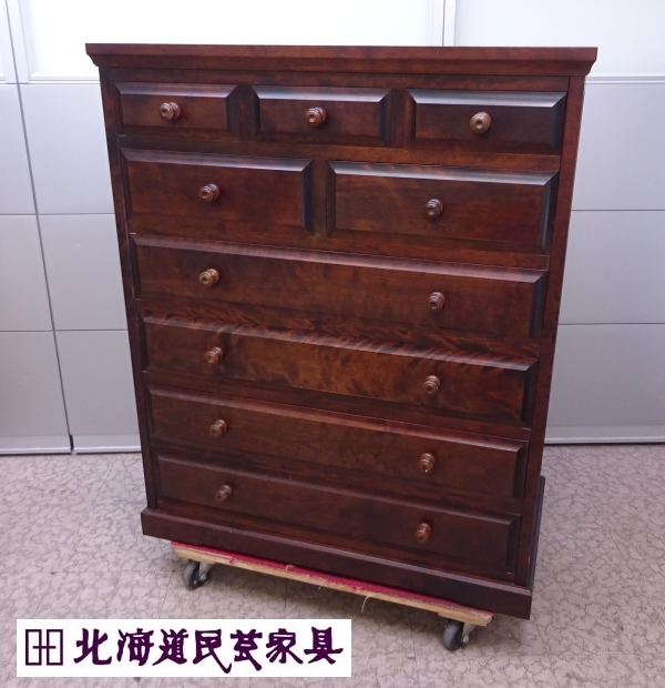 ヤフオク! -「北海道 民芸家具」(タンス、チェスト) (家具、インテリア 『1年保証』 北海道民芸 最高級家具 神居民芸 貴重 レトロ 希少 収納 チェスト 棚 タンス 棚/ラック