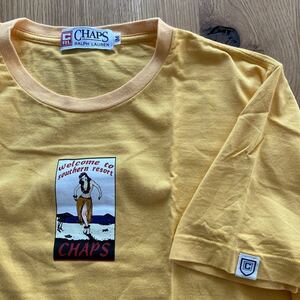 チャップス　ラルフローレン　 半袖Tシャツ　コットンシャツ　イエロー　メンズ　M リゾート　ビーチ　南国　chaps