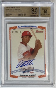 【超レア!210枚限定】加藤豪将直書きルーキーサイン 2013 Bowman Draft All American Classic RC Auto BGS9.5 Auto10