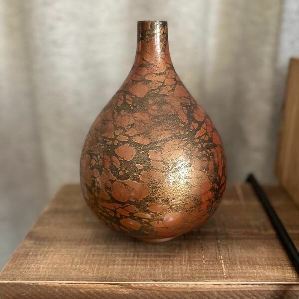 長期保管未使用品　銅器　青銅一輪挿し　作家作品　花瓶　フラワーベース　松崎福三郎　 高岡銅器 骨董品