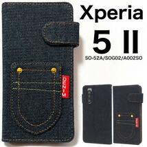 Xperia 5 II SO-52A/SOG02 ●デニムデザイン 手帳型ケース_画像1