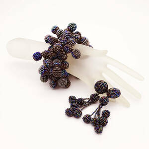 ★70s USA vintage beads bangle & earrings