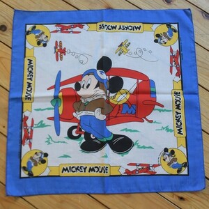  free shipping Vintage AVIATOR Mickey Mouse bandana Disney Made in USA character America stock handkerchie Vintage A0413