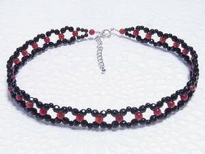 [ limit market ]* free shipping * natural black *karu Ced knee ( onyx )* natural red ..*36+5cm* choker 