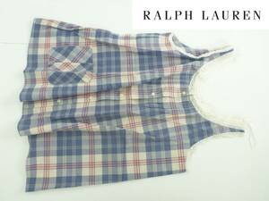  super-beauty goods Ralph Lauren * white × light blue × pink check pattern sleeveless shirt 150