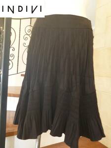 2 ten thousand super-beauty goods INDIVI Indivi Indy bi* black black suede style skirt 40 L corresponding 