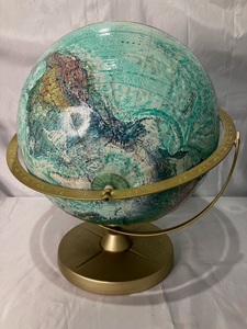 ★昭和レトロ 立体地球儀 金属製台座 希少品★ リプルーグル地球儀 アメリカ製 立体地球儀 プレス・クラフト製法 日本語版 1点 140
