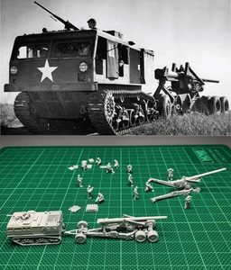 1/144 not yet constructed WWII USA M59 Long Tom Gun & M4 HST /w Gunners Figures Resin Kit (S2142)