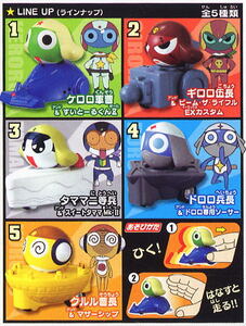 * Keroro Gunso keroro dash!. equipped... all 5 kind (giroro/ta mama /dororo/k Lulu ) figure pull-back car * rear ...! is eggplant . runs!