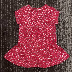 【美品】プチバトー(PETIT BATEAU）半袖ワンピース　24m 86CM 　レッド花柄