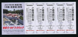 ●東武ワールドスクウェア1,000円割引券５枚組★2022/12/31迄有効● 