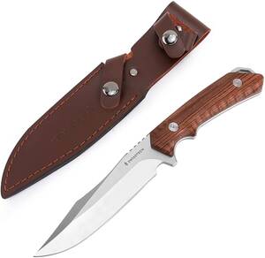 【新品 送料無料】SWISS+TECHシースナイフ アウトドアナイフ キャンプナイフ フルタング構造 天然ウッドハンドル全長約26cm 【ケース付き】