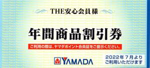 [3000円分] ヤマダ電機 年間商品割引券 500円x6枚綴り 2022年7月開始～2023年6月まで 匿名配送可