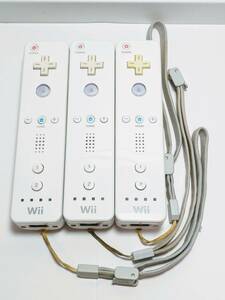 ★即決、送料無料★　Wii リモコン 3個セット RVL-003 任天堂純正 ホワイト　ストラップ付き　※wii本体で動作確認済