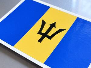 1■_バルバドス国旗ステッカー Sサイズ 5x7.5cm 1枚即買■Barbados Flag sticker decal カリブ海_屋外耐候耐水シール 車 スーツケースに NA