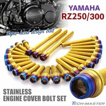 RZ250 RZ300 エンジンカバー クランクケース ボルト 25本セット ステンレス製 テーパーシェルヘッド ゴールド×焼きチタンカラー TB7182_画像1