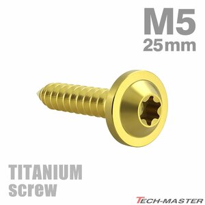 M5×25mm 64チタン合金 タッピングネジ トルクス穴付き ゴールドカラー 1個 JA1277