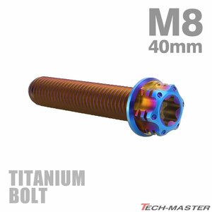 M8×40mm P1.25 64チタン合金 ヘキサゴン トルクスヘッド キャップボルト フランジ付き 焼きチタンカラー 1個 JA1396