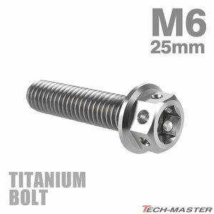 M6×25mm P1.0 64チタン合金 ホールヘッド 六角ボルト フランジ付き シルバーカラー 素地 車/バイク/自転車 1個 JA729