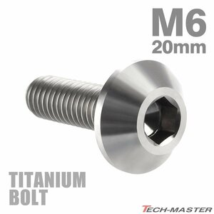 M6×20mm 1.0 頭部径14mm 64チタン合金 テーパーヘッド 六角穴 ボタンボルト シルバーカラー 素地 車/バイク 1個 JA619