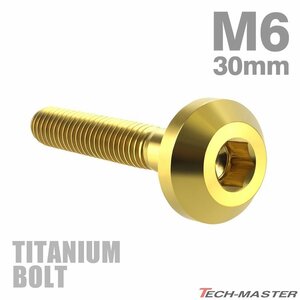 M6×30mm P1.0 64チタン合金 テーパーヘッド 六角穴 ボタンボルト ゴールドカラー 車/バイク 1個 JA860