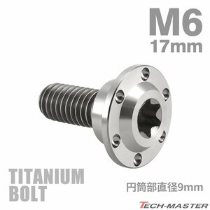 M6×17mm P1.0 円筒部直径9mm 64チタン合金 段付きボルト トルクス穴 フランジ付き シルバーカラー 車/バイク 1個 JA882