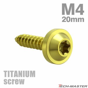 M4×20mm 64チタン合金 タッピングネジ トルクス穴 フランジ付き ゴールドカラー 車/バイク/自転車 1個 JA1028