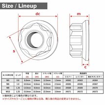 M5 P0.8 64チタン合金 カッティング 六角デザインナット フランジ付き 焼きチタンカラー ダークカラー 車/バイク ドレスアップ 1個 JA564_画像2