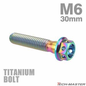 M6×30mm P1.0 64チタン合金 ホールヘッド 六角ボルト フランジ付き 焼きチタンカラー ライトカラー 車/バイク 1個 JA788