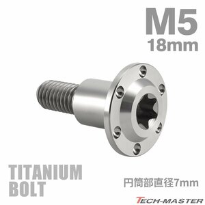 M5×18mm P0.8 円筒部直径7mm 64チタン合金 段付きボルト トルクス穴 フランジ付き シルバーカラー 車/バイク 1個 JA1122