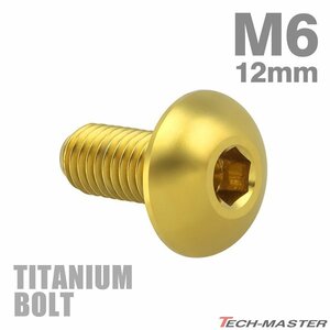 M6×12mm P1.0 64チタン合金 トラスヘッド 六角穴付き ボタンボルト ゴールドカラー 車/バイク/自転車 1個 JA908