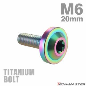 M6×20mm P1.0 64チタン合金 トルクス穴 フランジ付き ボタンボルト 焼きチタンカラー ライトカラー JA660