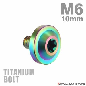 M6×10mm P1.0 64チタン合金 トルクス穴 フランジ付き ボタンボルト 焼きチタンカラー ライトカラー JA652