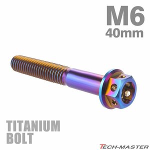 M6×40mm P1.0 64チタン合金 ホールヘッド 六角ボルト フランジ付き 焼きチタンカラー ダークカラー 車/バイク/自転車 1個 JA736