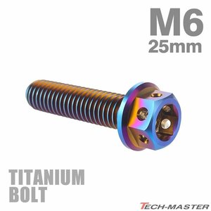 M6×25mm P1.0 64チタン合金 ホールヘッド 六角ボルト フランジ付き 焼きチタンカラー ダークカラー 車/バイク/自転車 1個 JA730