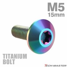 M5×15mm 0.8 頭部径12mm 64チタン合金 テーパーヘッド トルクス穴 ボタンボルト 焼きチタンカラー 虹色 車/バイク 1個 JA623_画像1