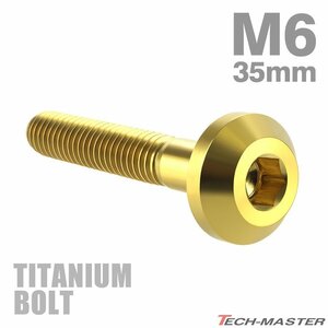 M6×35mm P1.0 64チタン合金 テーパーヘッド 六角穴 ボタンボルト ゴールドカラー 車/バイク 1個 JA863