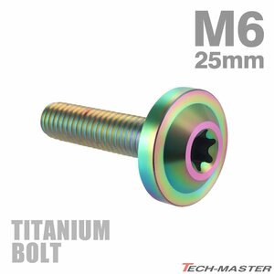 M6×25mm P1.0 64チタン合金 トルクス穴 フランジ付き ボタンボルト 焼きチタンカラー ライトカラー JA664
