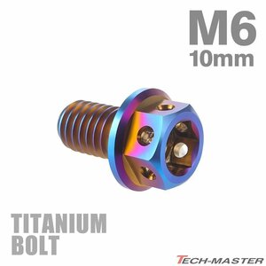 M6×10mm P1.0 64チタン合金 ホールヘッド 六角ボルト フランジ付き 焼きチタンカラー ダークカラー 車/バイク/自転車 1個 JA724