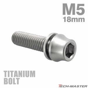 M5×18mm P0.8 64チタン合金 ワッシャー組込 六角穴付き テーパーキャップボルト シルバーカラー 素地 1個 JA1008