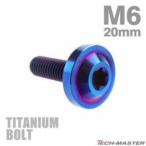 M6×20mm P1.0 64チタン合金 トルクス穴 フランジ付き ボタンボルト 焼きチタンカラー ダークカラー 1個 JA662