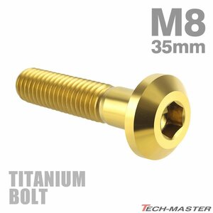 M8×35mm P1.25 64チタン合金 テーパーヘッド 六角穴 ボタンボルト ゴールドカラー 車/バイク 1個 JA759