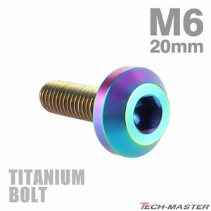 M6×20mm P1.0 64チタン合金 テーパーヘッド 六角穴 ボタンボルト 焼きチタンカラー 車/バイク 1個 JA853